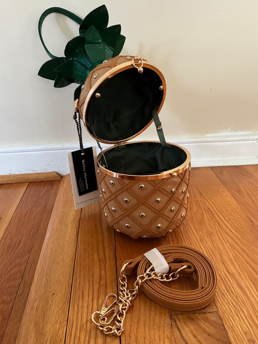 NWT Pineapple Crossbody Bag Studded Statement Purse kitschy quirky - Picture 2 of 7